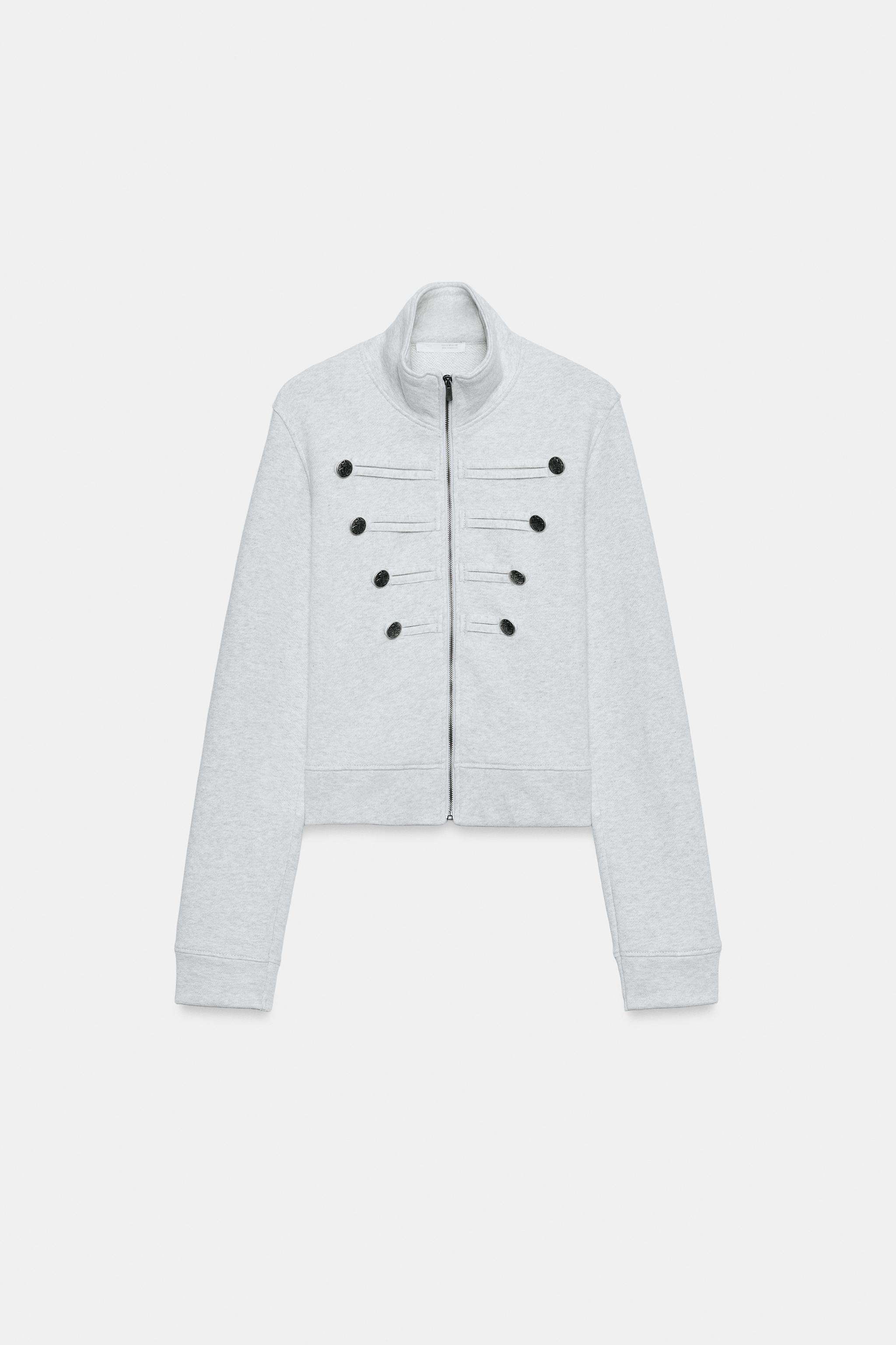 BUTTON ZIP SWEATSHIRT